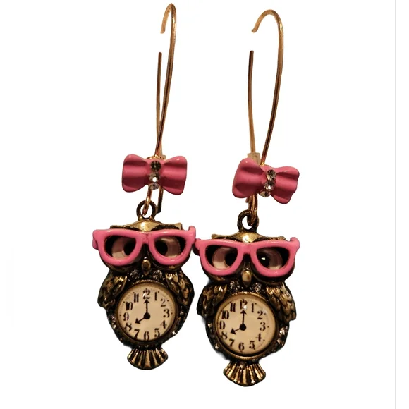 Betsey Johnson Owl Clock Earrings - Picture 2 of 5